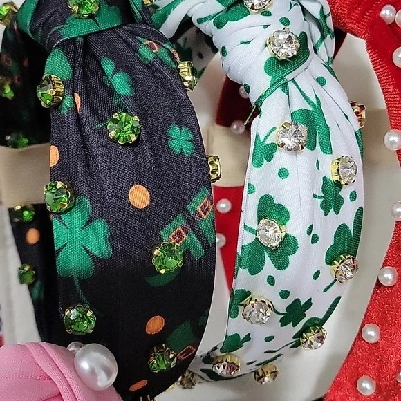 1 New St. PATRICK'S DAY headband studed rhinestones - Picture 2 of 2